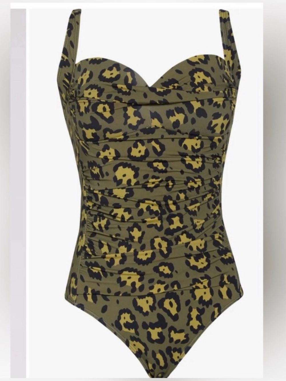 LG Betsey Johnson Ruched Leopard Print Swimsuit - Olive